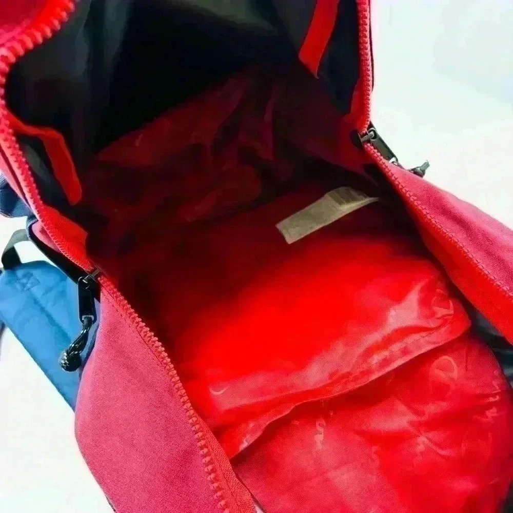 NWT Champion Manuscript Red & Navy Grid Laptop Large Unisex Backpack - Picture 3 of 12